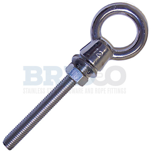 Bridco 10mm Long Shank High Collared Eye Bolt with Nut and Washer